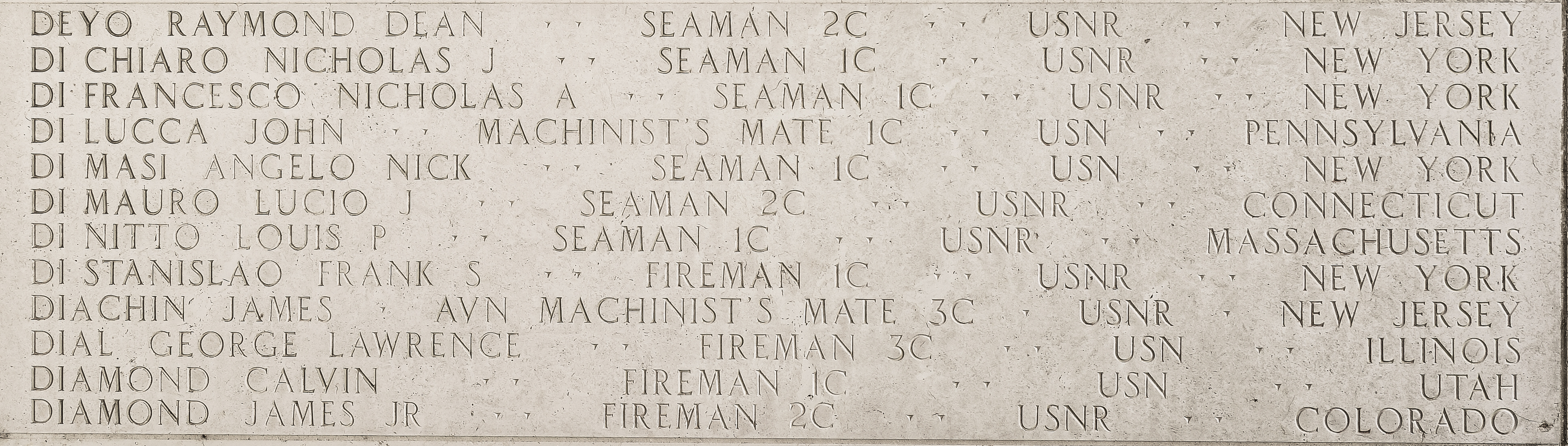 George Lawrence Dial, Fireman Third Class